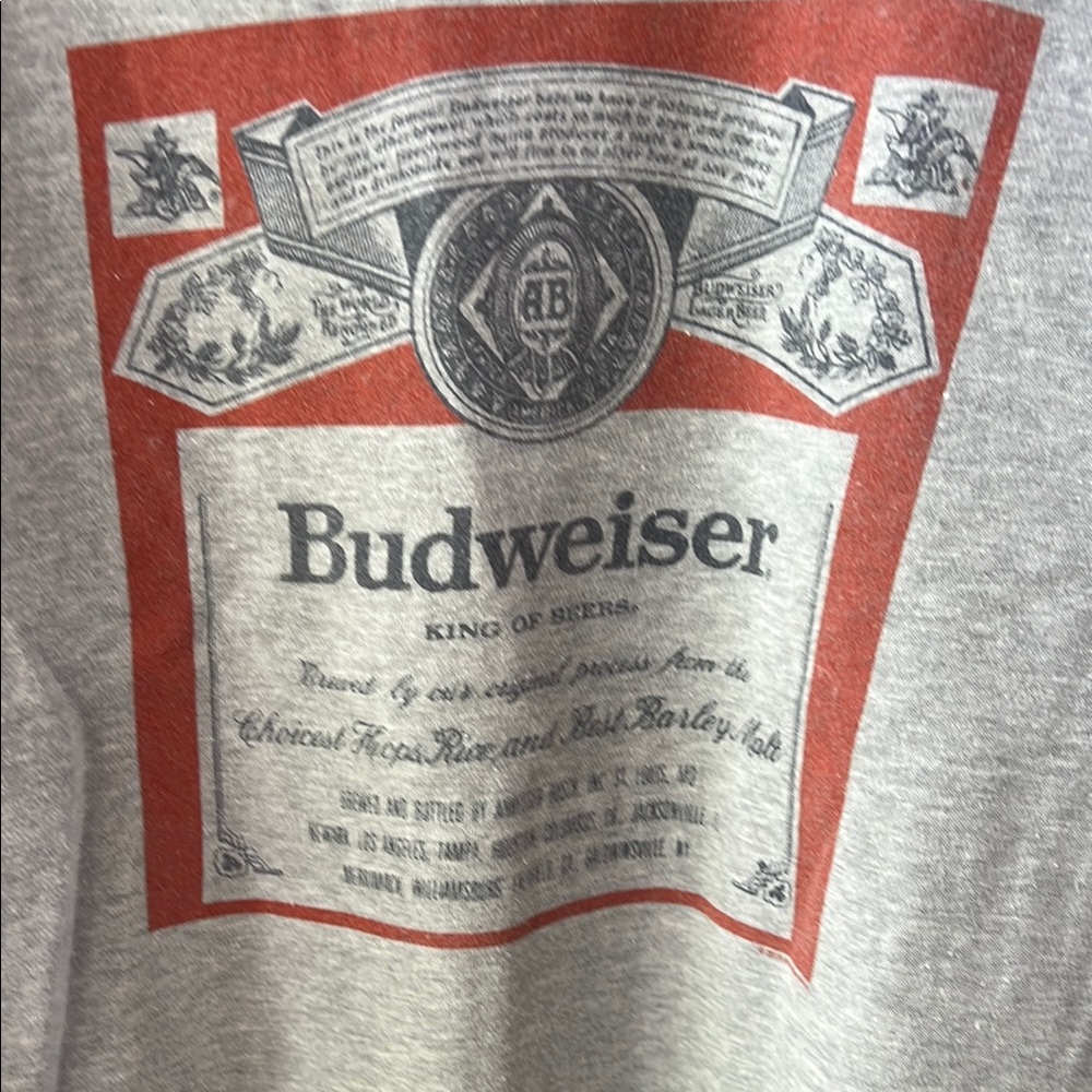 Junk Food Clothing Gray and Red Budweiser Hoodie - Picture 3 of 5